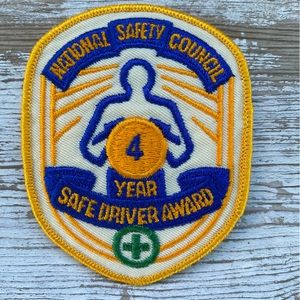 Vintage yellow and blue iron on patch, trucker patch, jean jacket patch